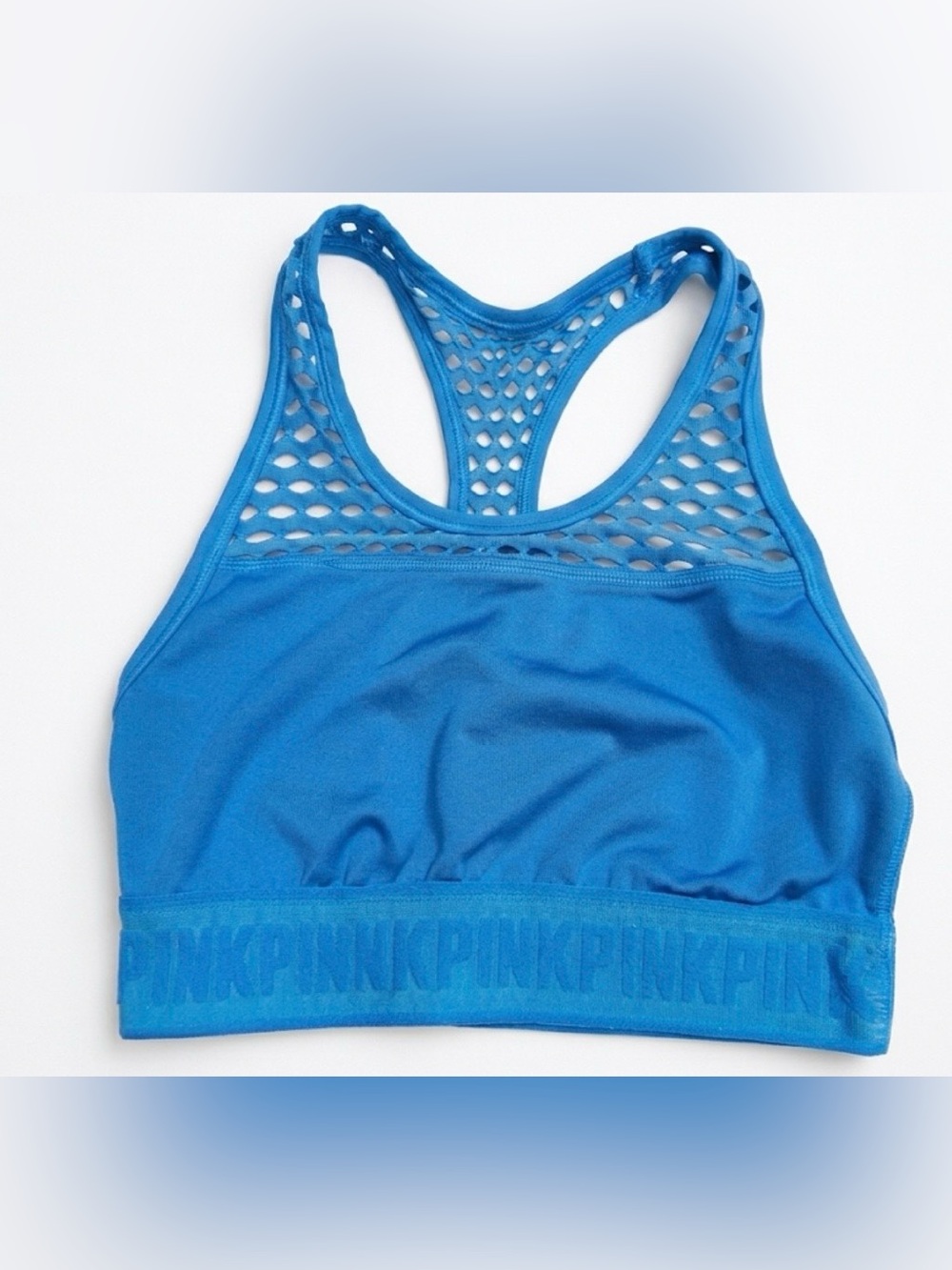 PINK Victoria's Secret Blue Racerback Mesh Sports Bra